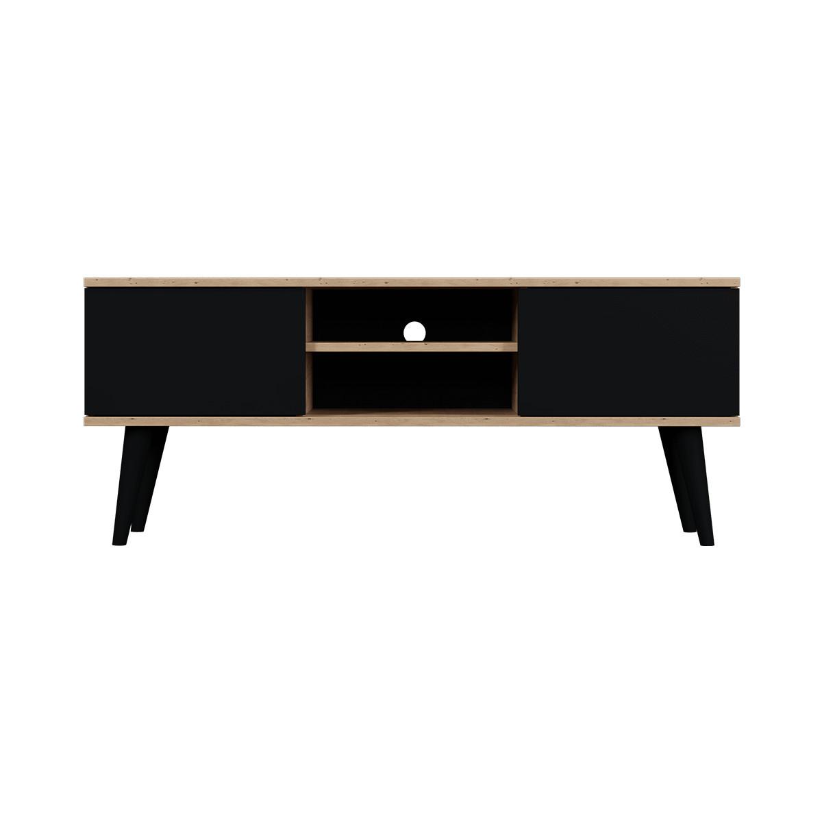 TV-MÖBEL Toronto Schwarz und Holz - Schwarz/Braun, Holzwerkstoff (120/35/55cm) - Petits-meubles