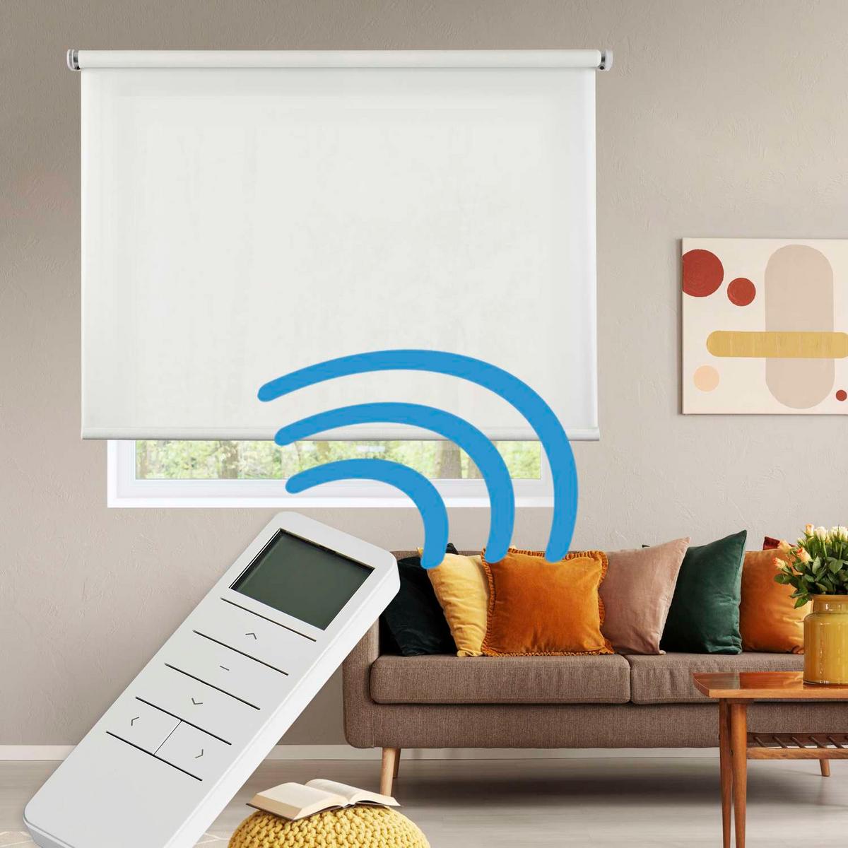 ROLLO motorisiert, Weiß, 120 x 250 cm - Weiß, Kunststoff (120/250cm) - STORESDECO