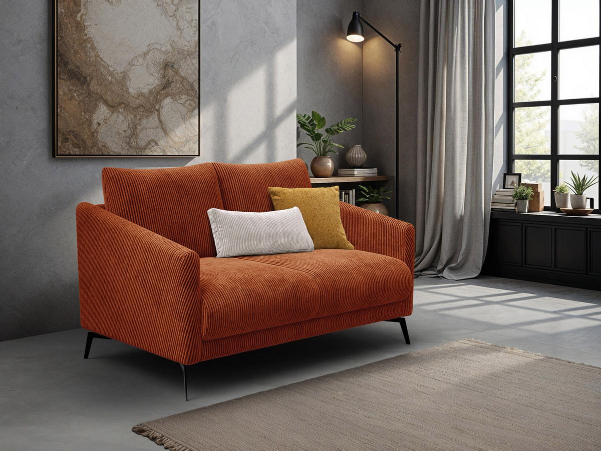 SOFA VILT 2-Sitzer, orange - Schwarz/Orange, Holzwerkstoff/Textil (142/89/94cm) - Wozimo