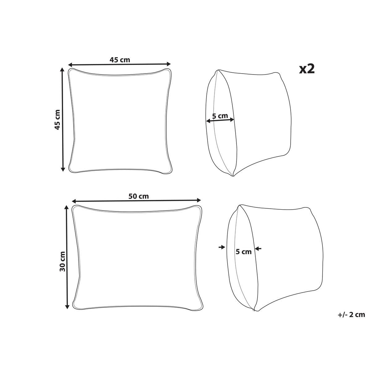 DEKOKISSEN 3er-Set Weiß 30/50 cm Canarium - Weiß, Textil (45/45cm) - Beliani