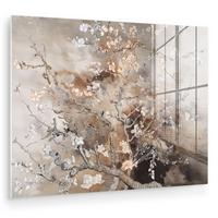 ACRYLGLASBILD Mandelblüte - Kunst - Van Gogh - Beige - Abstrakt 80x60 cm - Braun, Glas (80/60cm) - MuchoWow