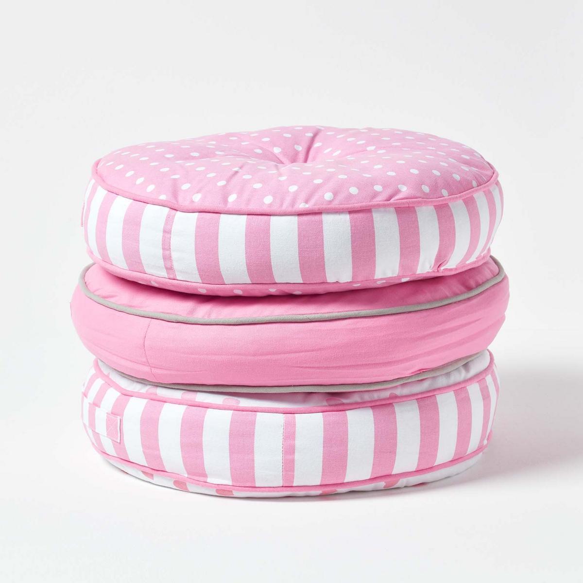BODENKISSEN rund, rosa-grau, Ø 43/7 cm - Rosa, Textil (43/43/7cm) - Homescapes