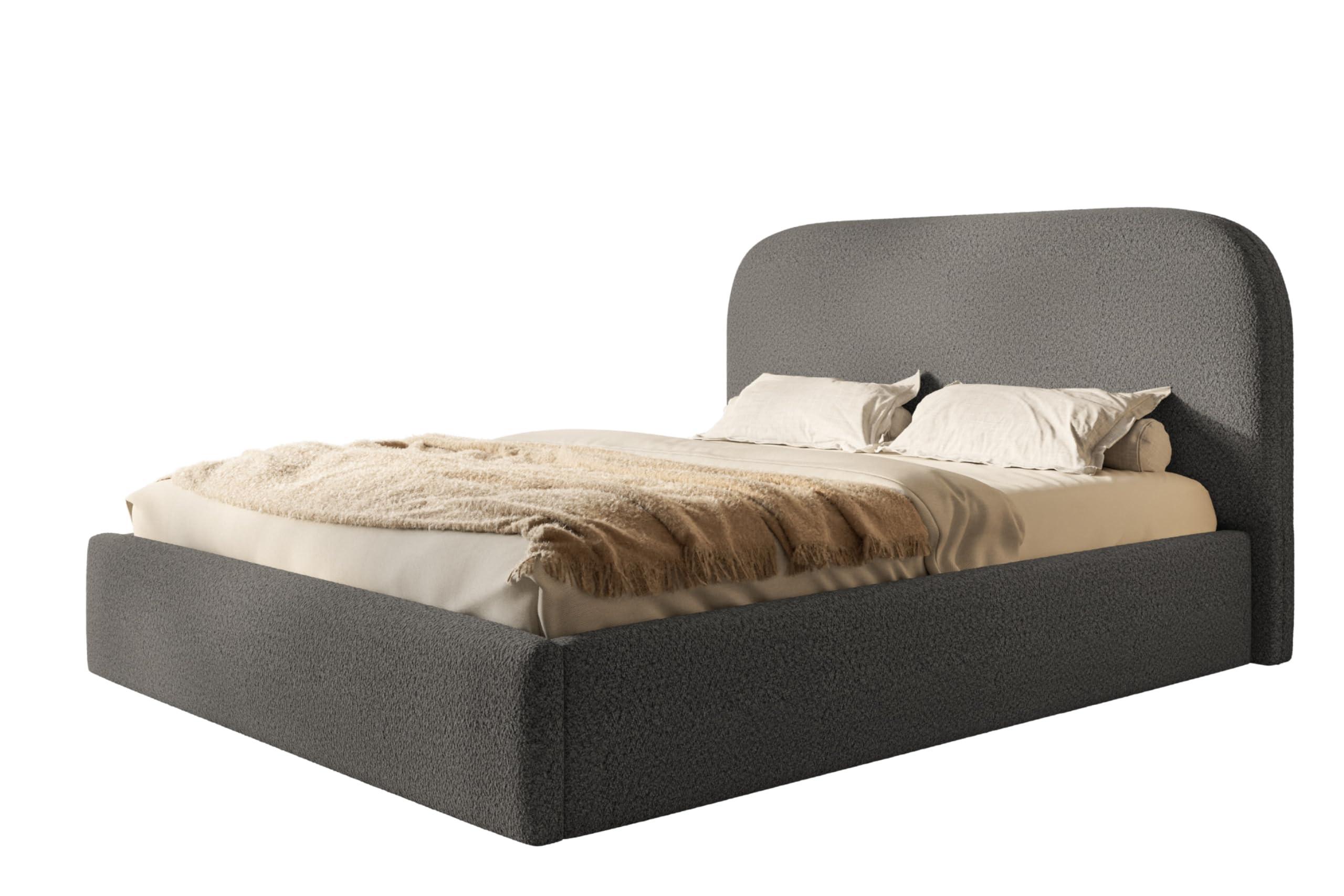 BETT 140x200 - Polsterbett mit Bettkasten und Holzrahmen - Modern Betten - Kuscheliger Catch-Me-Stoff - Kollektion Verona - Grau - Grau, Holz/Textil (140/200cm) - Alpi-Möbel
