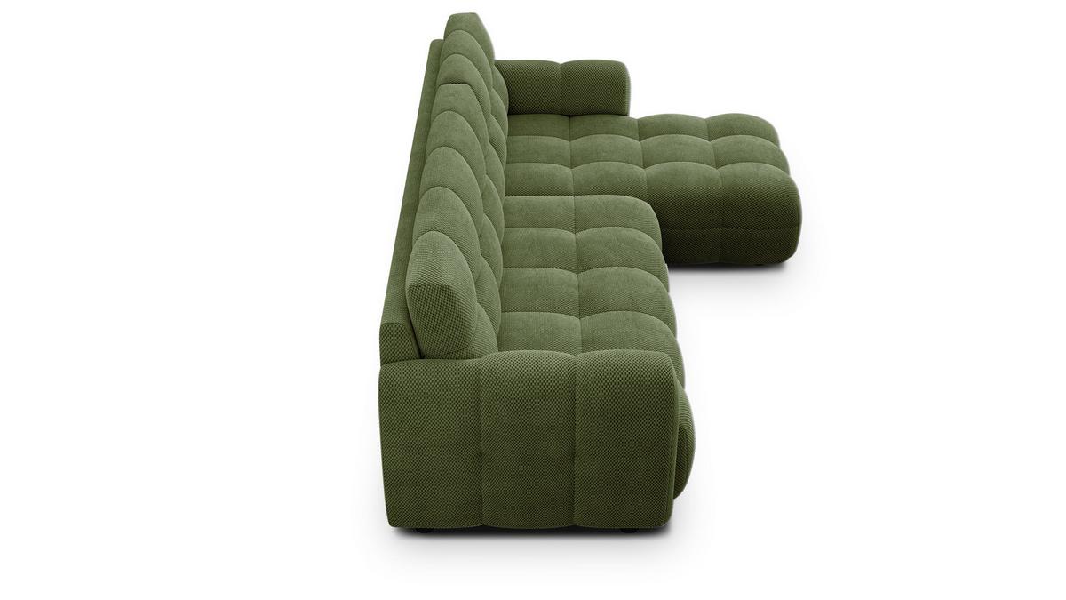 ECKSOFA MELLOW 4-Sitzer, olive - Schwarz/Grün, Holz/Textil (262/156cm) - Wozimo