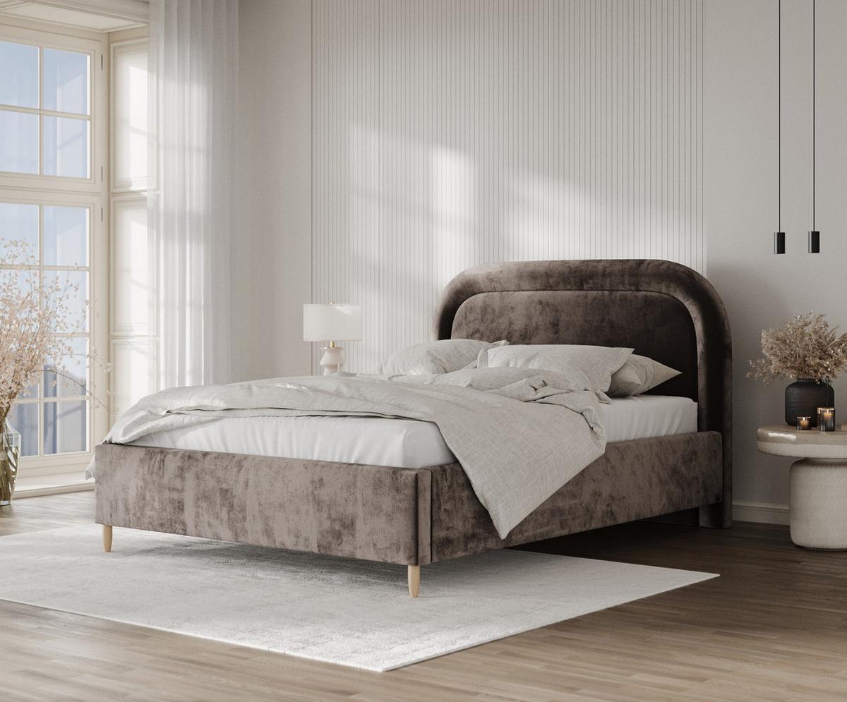 POLSTERBETT Zoya 160/200 cm Braun im Lotta Stoff - Naturfarben/Braun, Holz/Holzwerkstoff (160/200cm) - AltaBeds