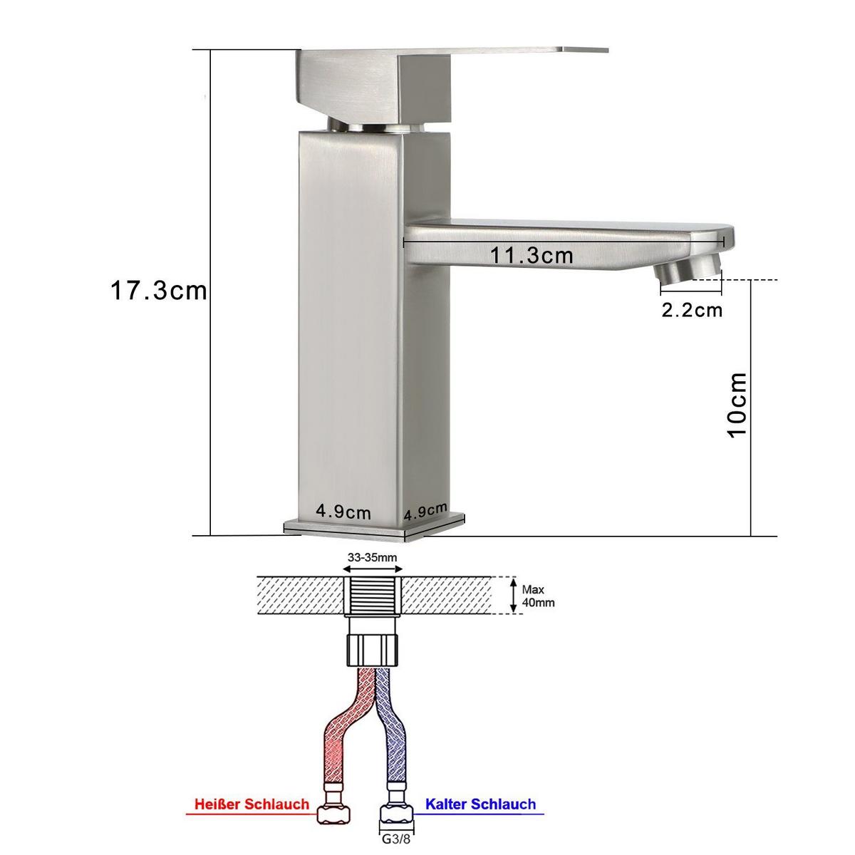 WASCHTISCHARMATUR Regis 0.5/17.3/16.2 cm - Silberfarben, Metall (0.5/17.3/16.2cm) - ZMH