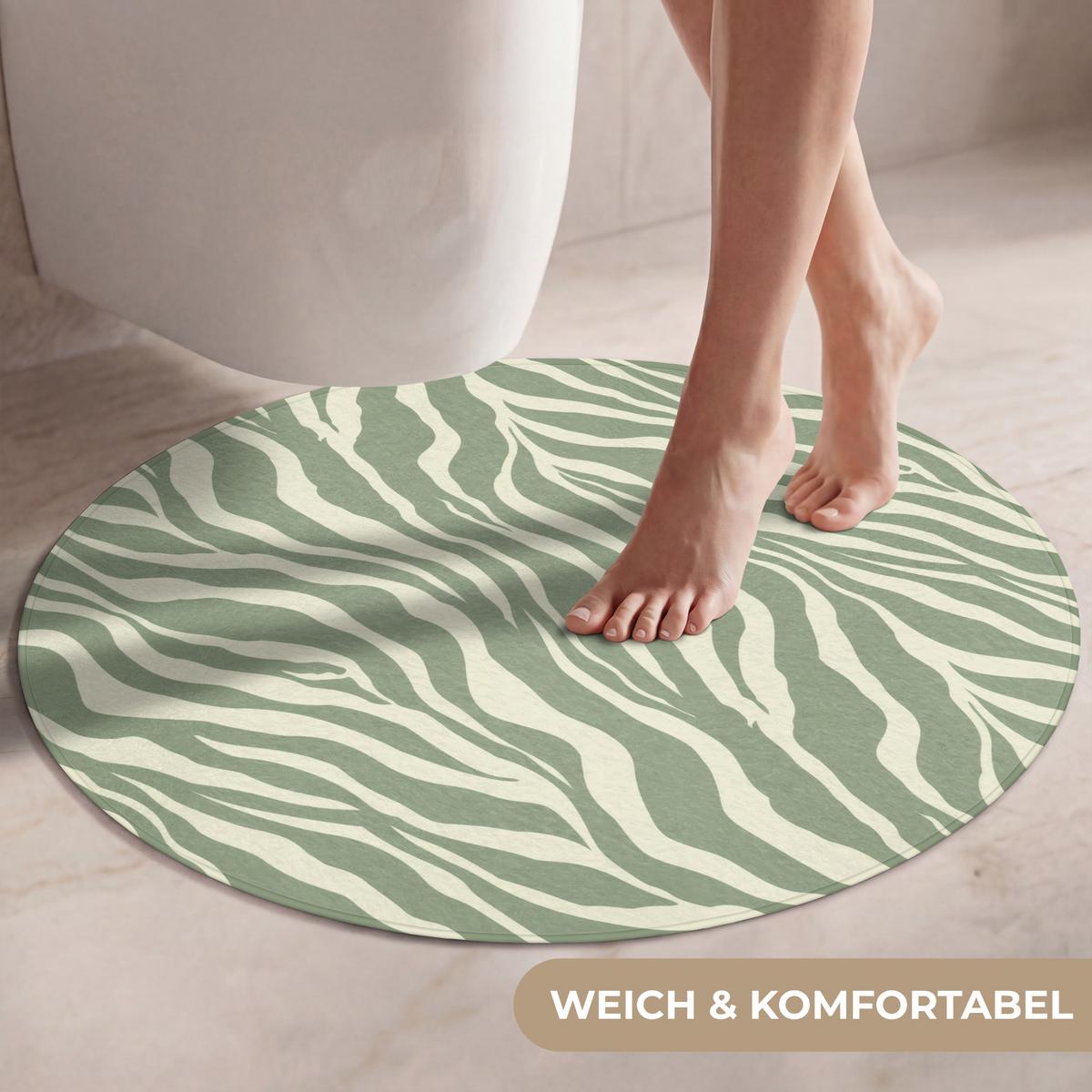 WC-VORLEGER Zebra - Motiv - Grün Toilettenteppich 70x70 cm - Salbeigrün, Textil (70/1cm) - OnlyWow