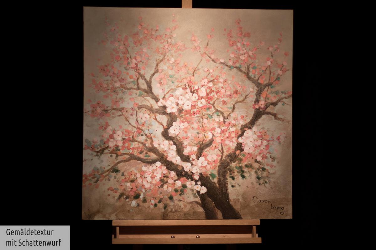 ACRYLBILD HANDGEMALT 80/80 cm - Pink/Braun, Holz/Textil (80/80cm) - KUNSTLOFT