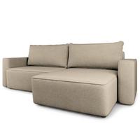 ECKSOFA BELISE CL Beige Veloursstoff mit Schlaffunktion - Beige, Holz/Textil (252/162cm) - MASSENO