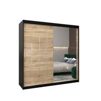 SCHWEBETÜRENSCHRANK 200/200/62 2-türig - Silberfarben/Schwarz, Holz/Kunststoff (200/200/62cm) - Abiks Möbel