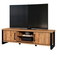TV-LOWBOARD Mango, schwarz 166 cm, TV Unterteil mit viel Stauraum - Schwarz/Naturfarben, Holzwerkstoff/Kunststoff (166/50/45cm) - Top.Furn