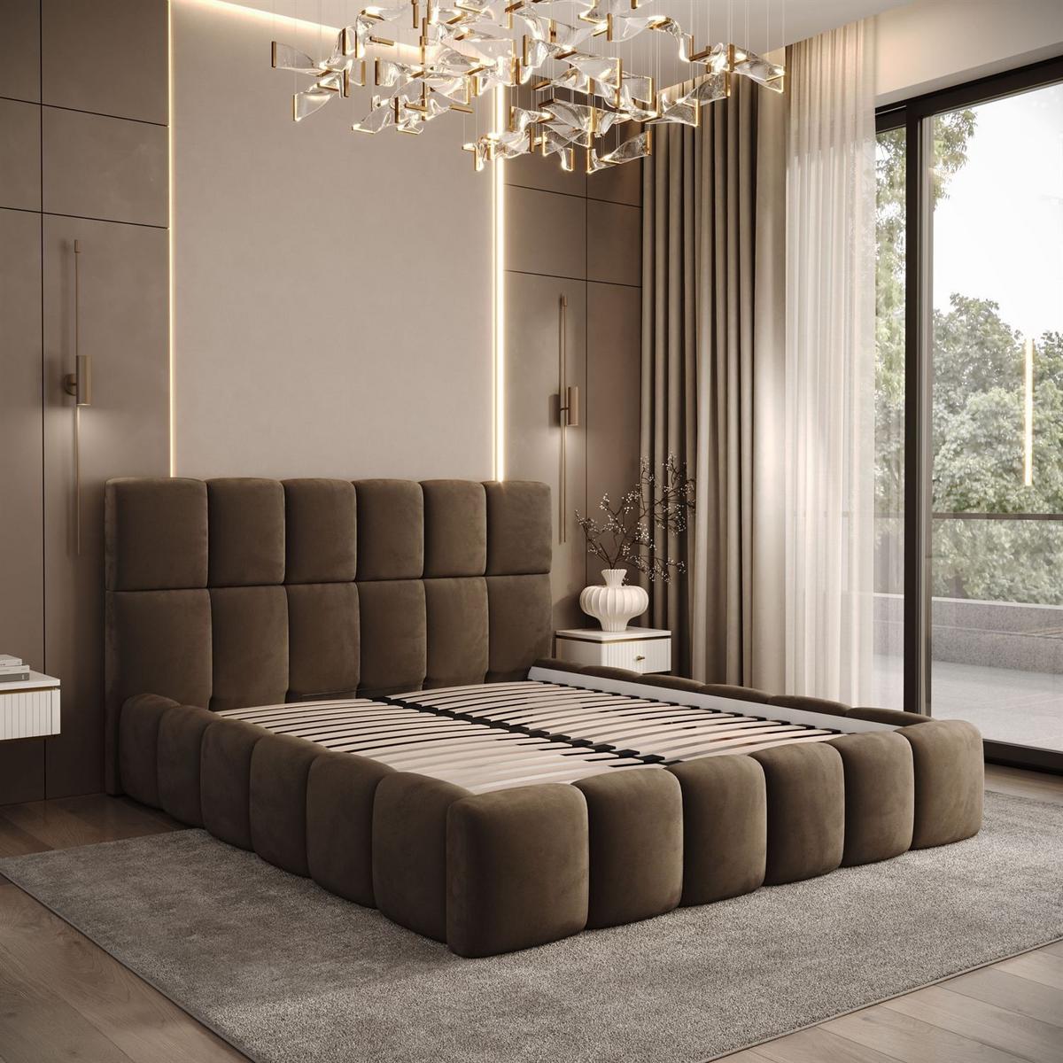 POLSTERBETT VENEZIA mit Bettkasten 120x200, Royal Velvet 196 - Braun, Textil (120/200cm) - Lookway