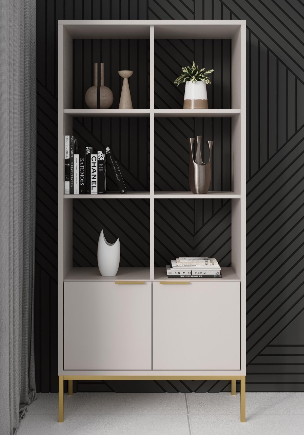 BÜCHERREGAL Austin 40/171,3/80 cm - Kaschmir/Goldfarben, Holzwerkstoff (80/171/40cm) - RAUMHIRSCH FURNITURE