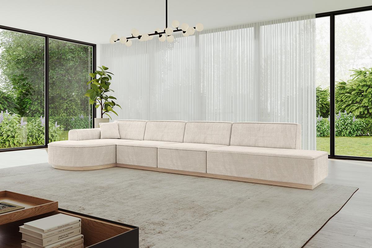 ECKSOFA Ottomane Links ARRIO-L3 - 413x171x83 cm Beige - Beige, Holzwerkstoff/Textil (413/171cm) - ALTDECOR