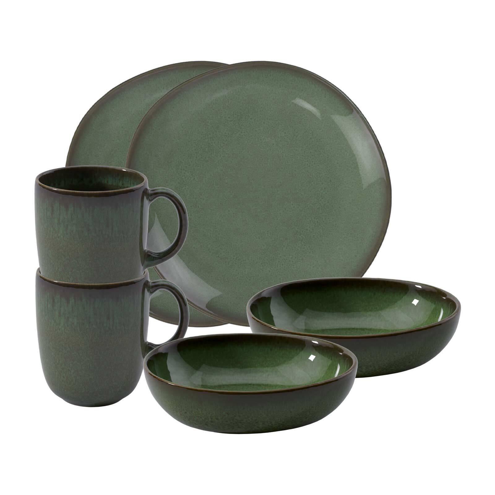 FRÜHSTÜCKS-SET Lave Vert 6-tlg. - Grün, Keramik (28/22/38cm) - like.Villeroy & Boch