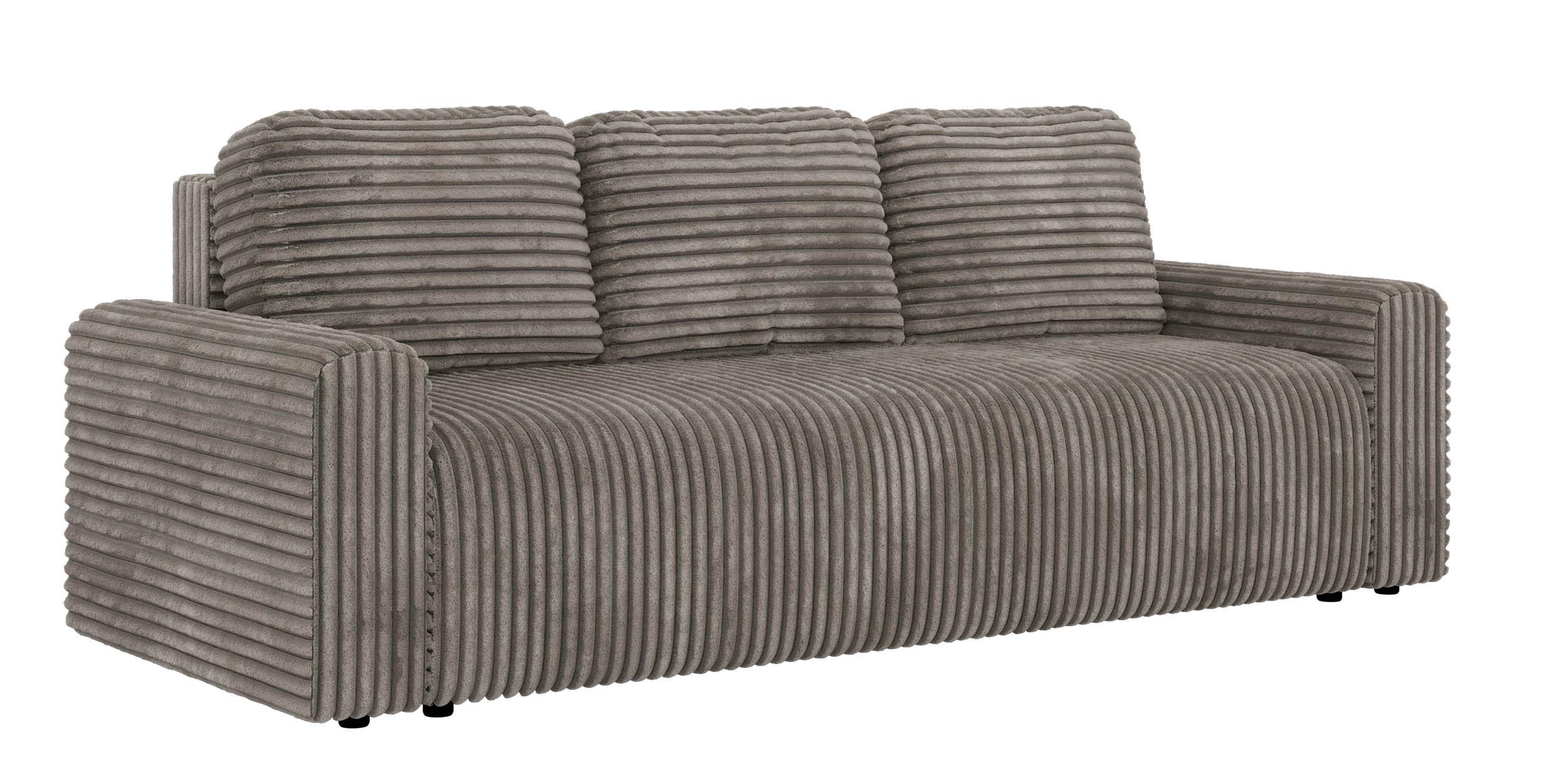 3-SITZER-SOFA NESSARO - Hellbraun Cord - Hellbraun/Schwarz, Kunststoff/Textil (243/92/90cm) - MKS