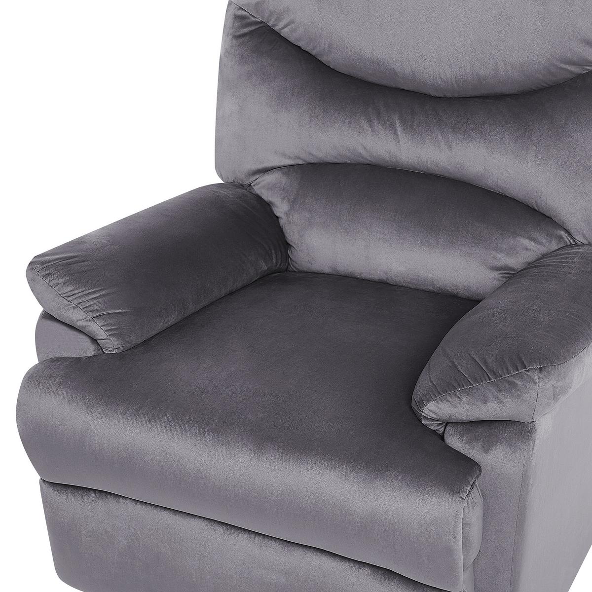 SESSEL Samtstoff grau verstellbar mit Fußstütze Eslov - Schwarz/Grau, Textil (85/103/90cm) - Beliani