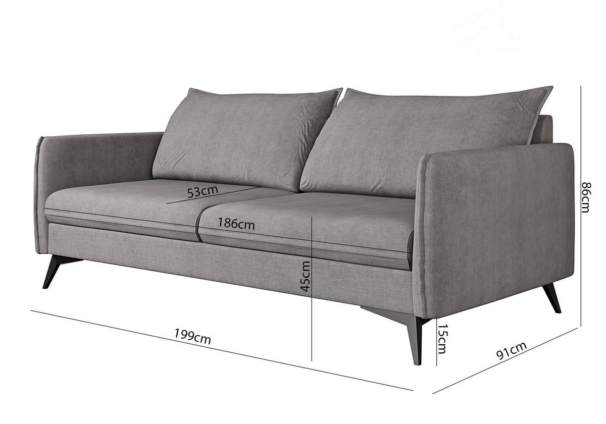 3-SITZER-SOFA Pulse Grau Luxusmicrofaser - Schwarz/Grau, Holz/Textil (199/86/91cm) - S-Style Möbel