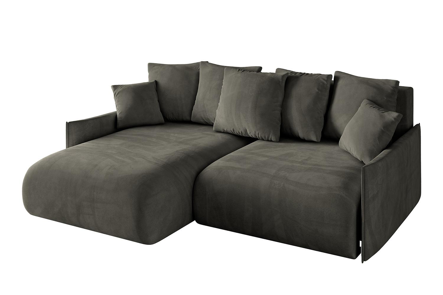 ECKSOFA Ottomane links ONESK-L -v1 216x177x72 Schwarz Velours - Schwarz, Holzwerkstoff/Kunststoff (216/177cm) - ALTDECOR
