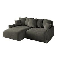 ECKSOFA Ottomane links ONESK-L -v1 216x177x72 Schwarz Velours - Schwarz, Holzwerkstoff/Kunststoff (216/177cm) - ALTDECOR