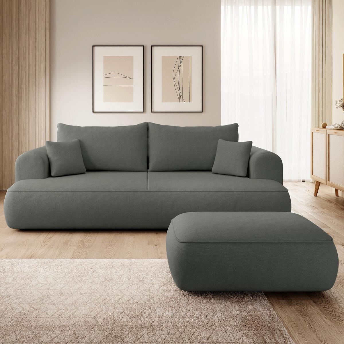 POUF Ovo 1-Sitzer 100 cm - Dunkelgrau/Schwarz, Kunststoff/Textil (100/44/68cm) - Selsey