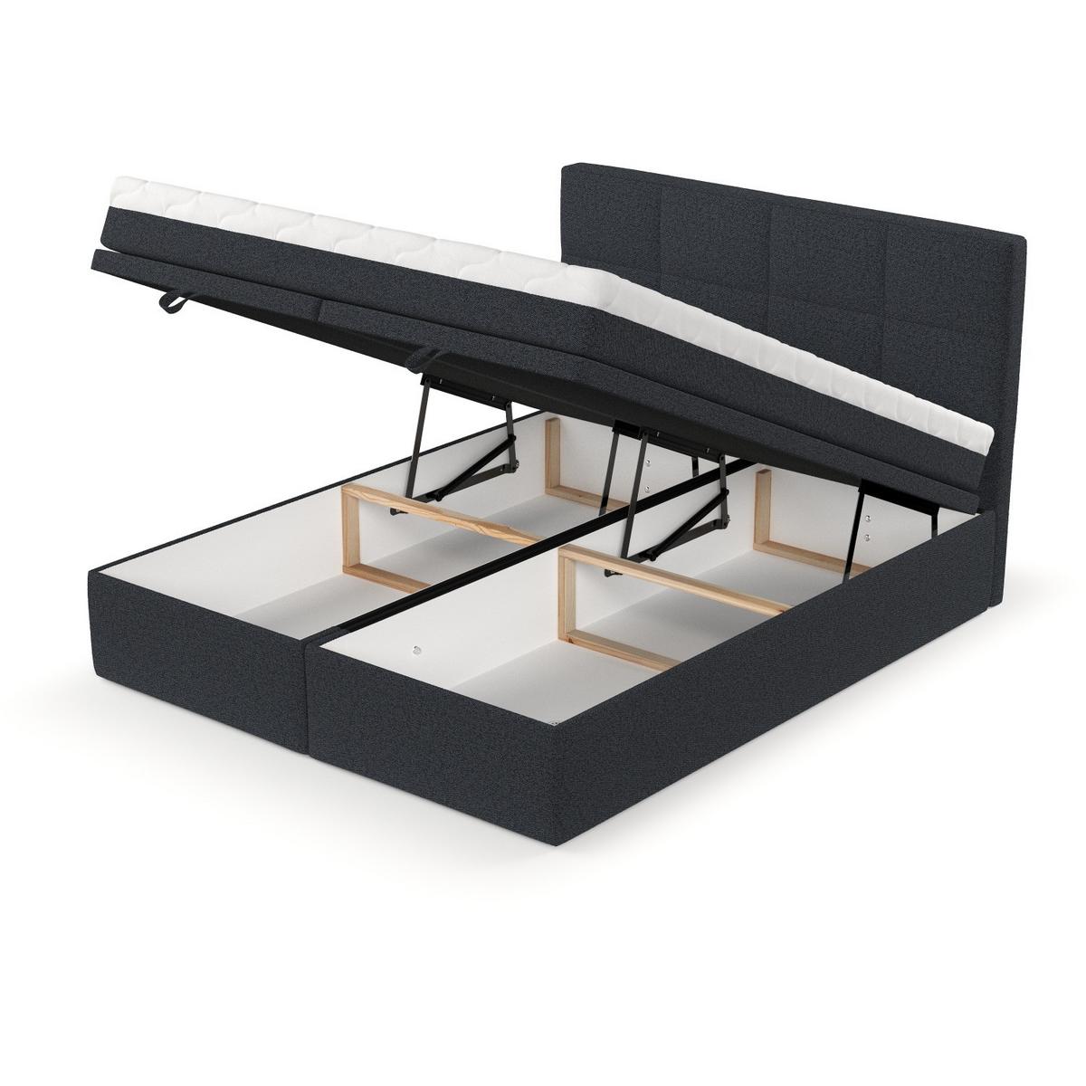 BOXBETT Tessa 180/200 cm Anthrazit im Riva Stoff - Anthrazit/Schwarz, Holz/Holzwerkstoff (180/200cm) - AltaBeds