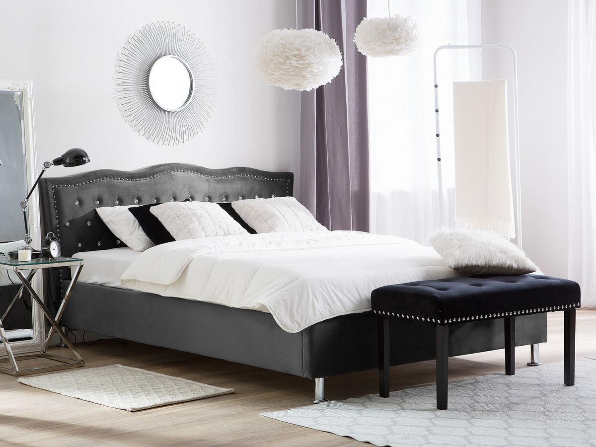 BETT 180/200cm Dunkelgrau Metz - Dunkelgrau, Textil (180/200cm) - Beliani