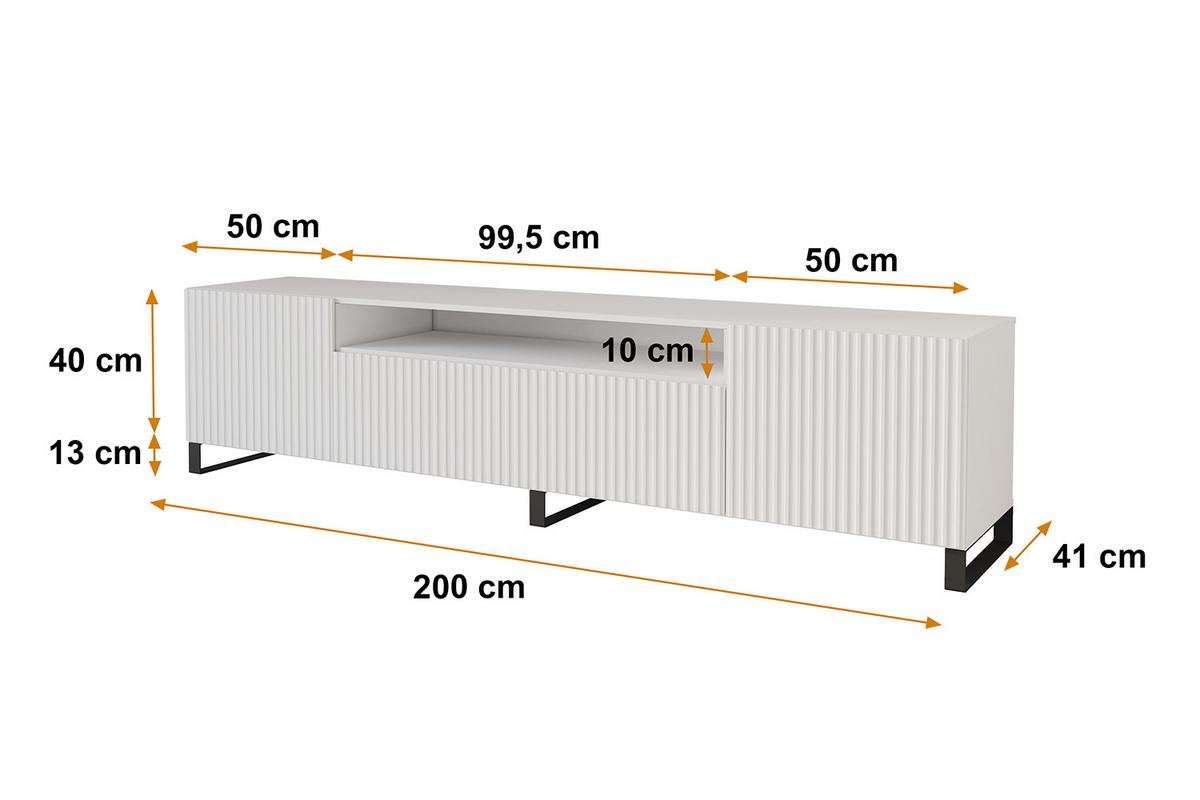 LOWBOARD NOA-2-S 200x53x41 cm - Weiß - Schwarz/Weiß, Holzwerkstoff (200/53/41cm) - ALTDECOR