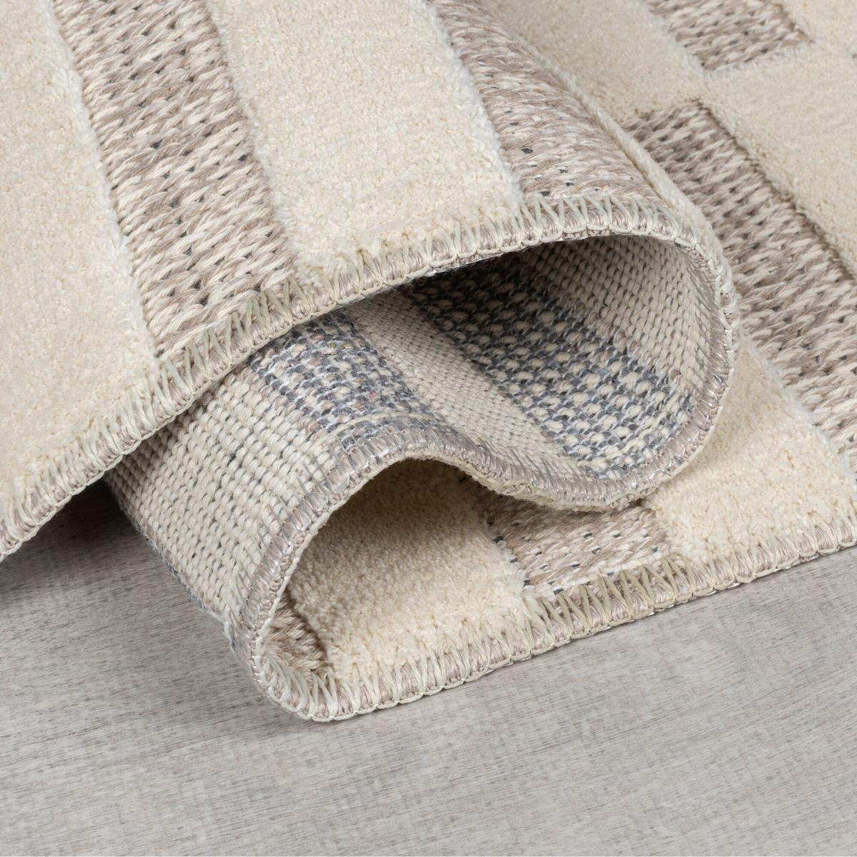 TEPPICH Waschbar RIDGE, mit Schachbrettmuster, Beige, 194 x 290 cm - Beige, Textil (290/194cm) - KADIMA DESIGN
