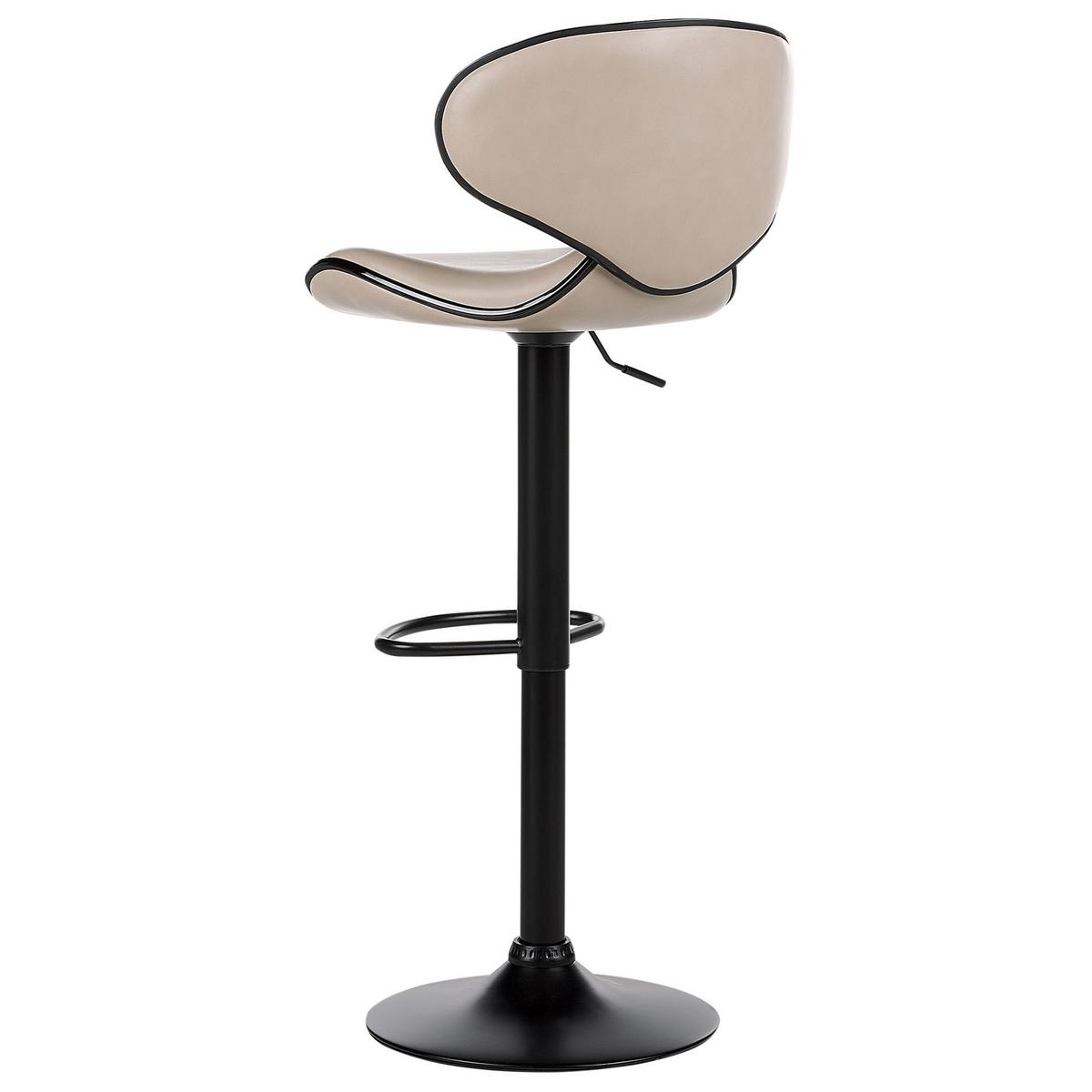 BARHOCKER 2er-Set Kunstleder hellbeige/schwarz höhenverstellbar Conway - Beige/Schwarz, Kunststoff (46/87/50cm) - Beliani