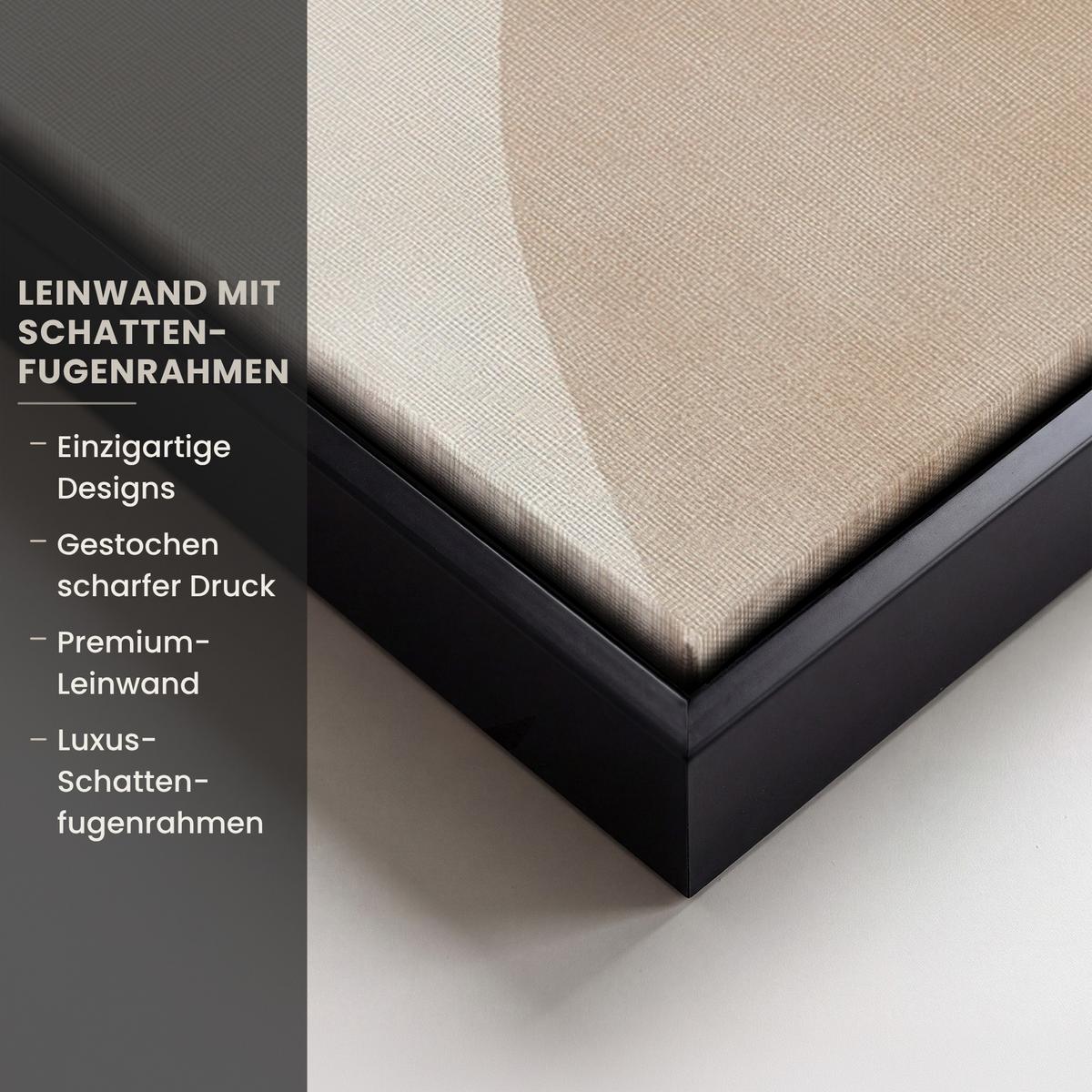 LEINWAND Bilder mit Rahmen - Braun - Japandi - Abstrakt - 70x100 - Sandfarben, Textil (70/100cm) - MuchoWow
