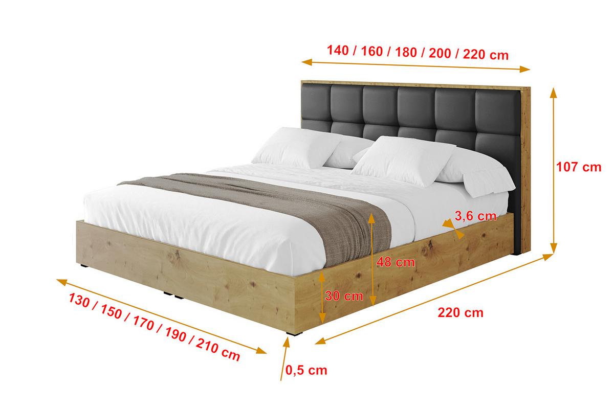 POLSTERBETT mit Bettkasten und Lattenrost, Boxbett ohne Matratze - ENZO7 140x200 - Schwarz Hochglanz, Holzwerkstoff/Textil (140/200cm) - ALTDECOR