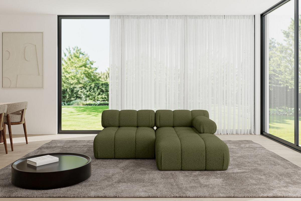 ECKSOFA modulares Sofa Razon-L1 - 190x160x70 cm Grün Bouclé - Grün, Holzwerkstoff/Textil (190/160cm) - ALTDECOR
