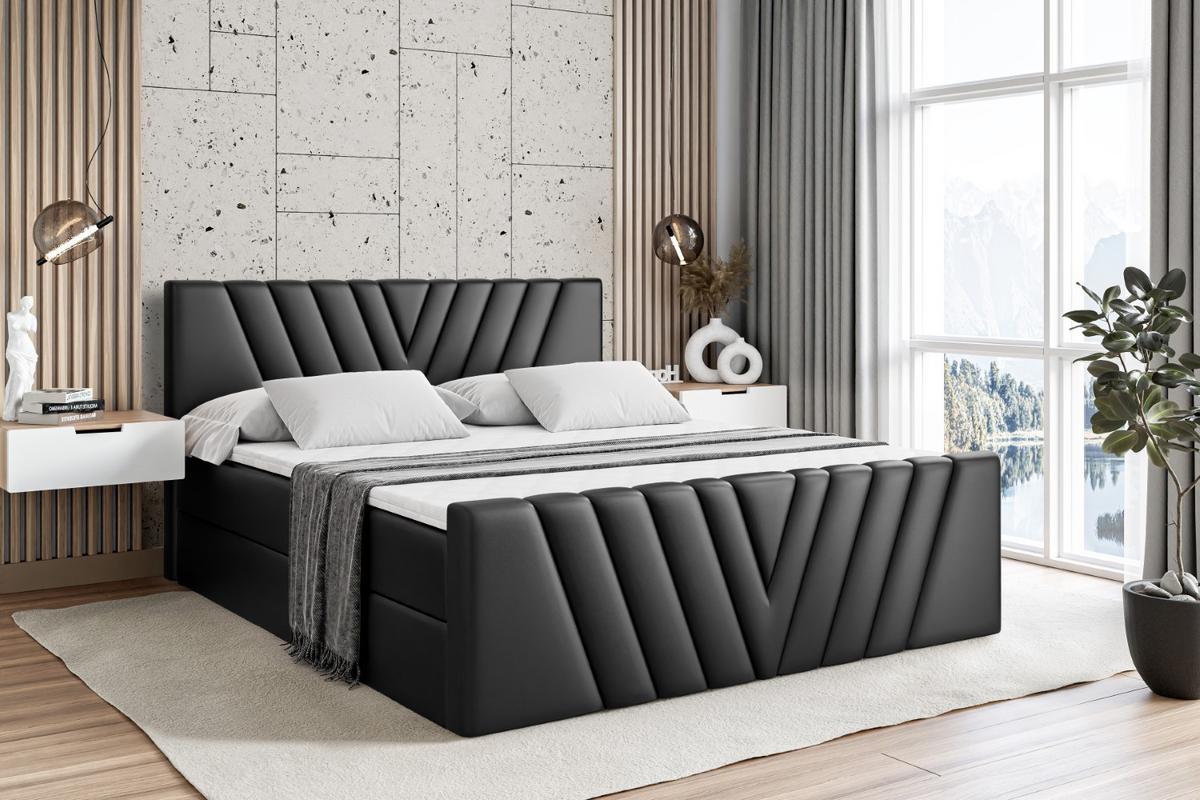 BOXBETT ERNINA-Z - 140x200 cm - H4 - Schwarz Hochglanz - Schwarz Hochglanz, Holzwerkstoff (140/200cm) - ALTDECOR