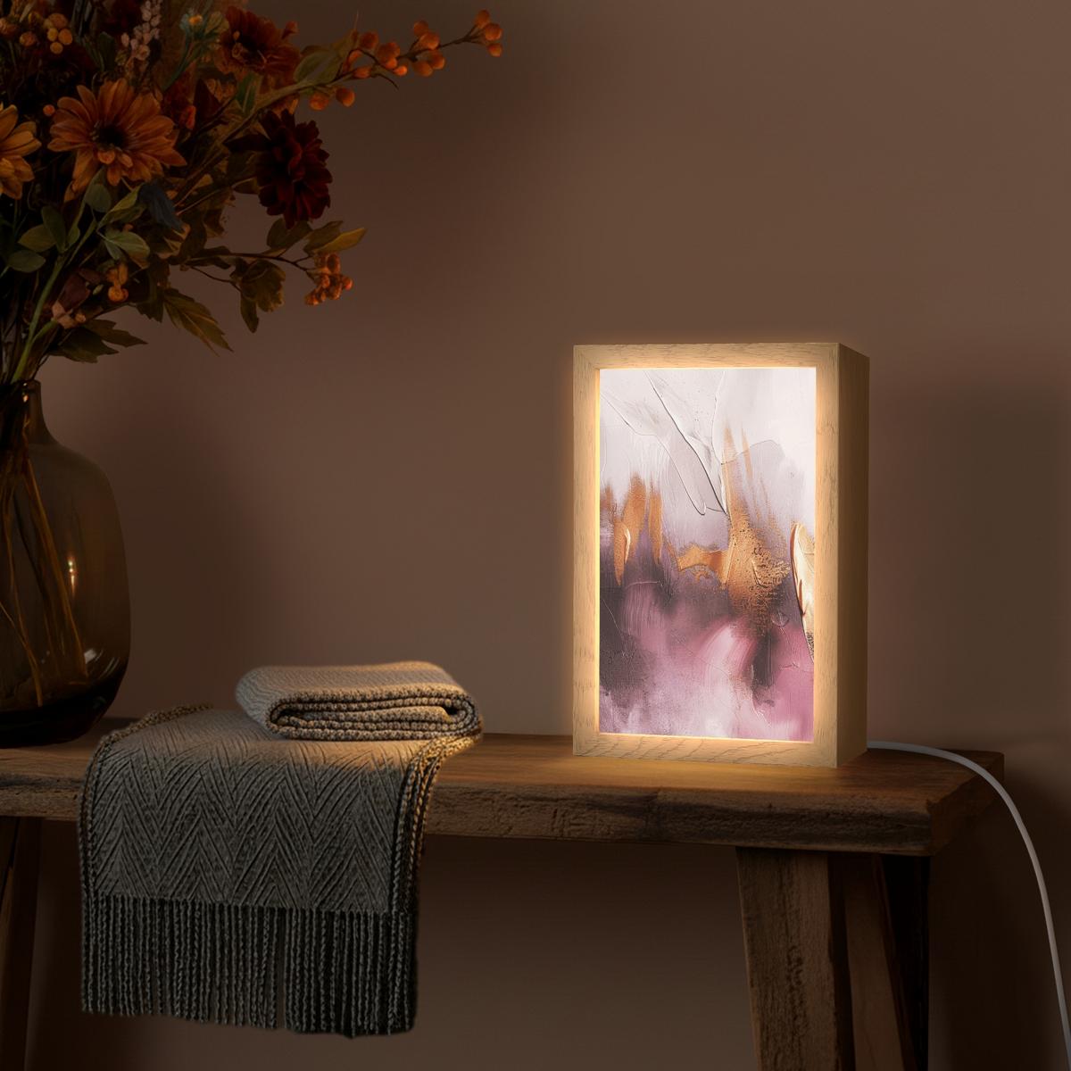 WANDLEUCHTE Lila - Abstrakt - Farbe - Gold 20x30 cm - Mauve, Holzwerkstoff (20/30/8cm) - OnlyWow
