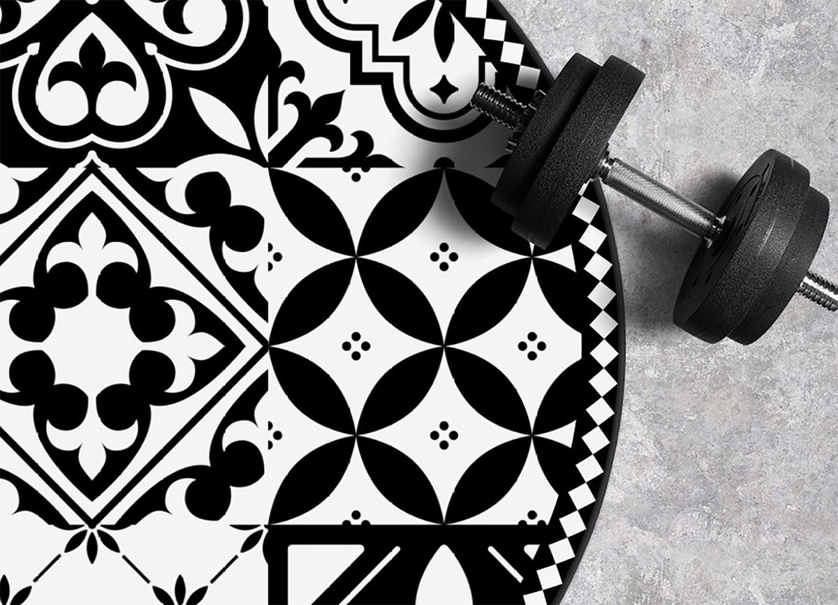 VINYL TEPPICH Ø100 cm Portugiesisches Muster - Schwarz/Weiß, Kunststoff (100/100cm) - TULUP