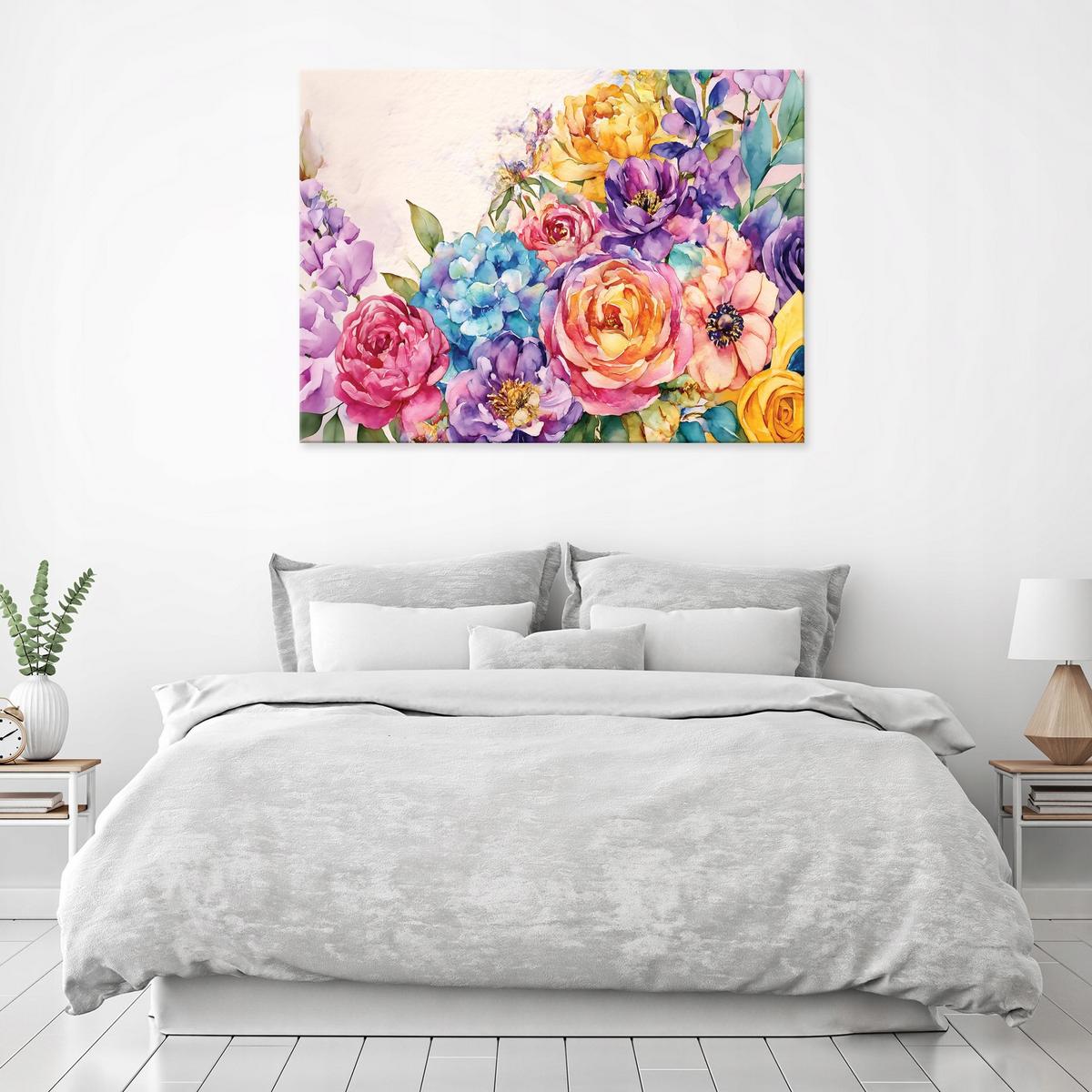LEINWANDBILD Blumen Abstrakt Bunt 60x40 cm - Multicolor, Holzwerkstoff (60/40cm) - Wallarena