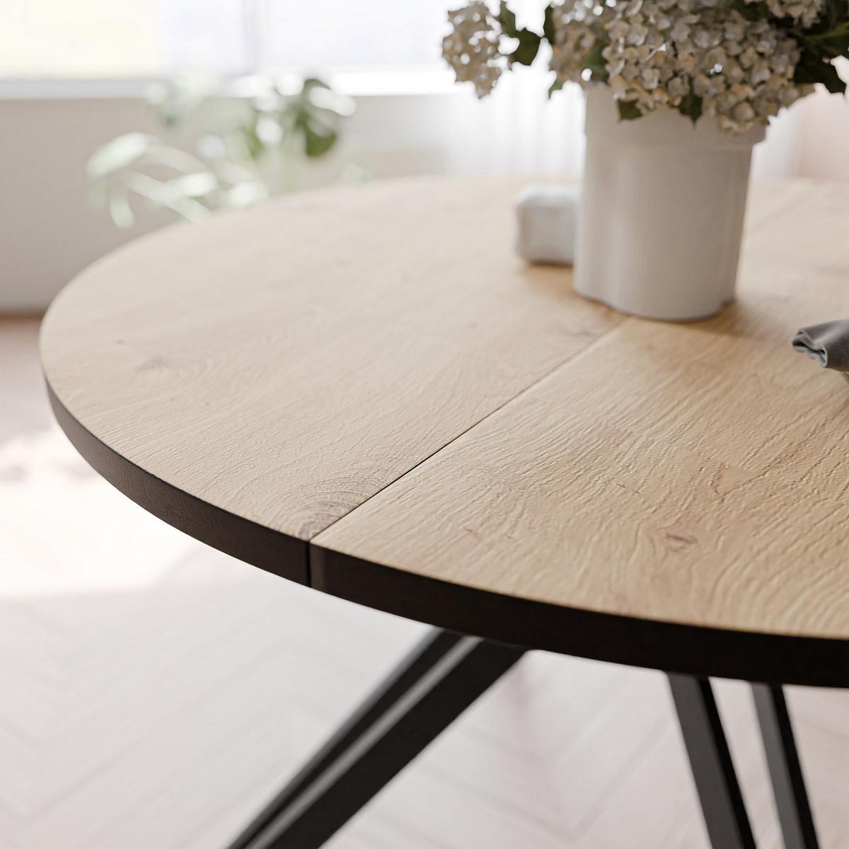 ESSTISCH ausziehbar aus MDF, Braun - Hellbraun/Schwarz, Holzwerkstoff (100/100/76cm) - Idohome
