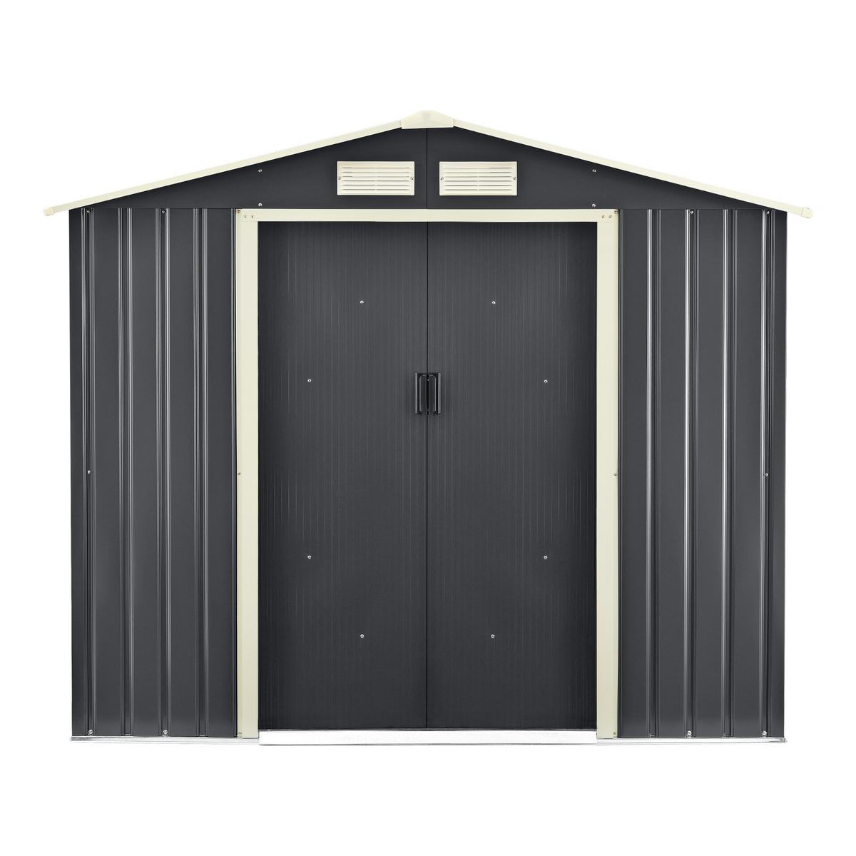 GARTENSCHUPPEN - Dunkelgrau, Metall (213/185/127cm) - [en.casa]