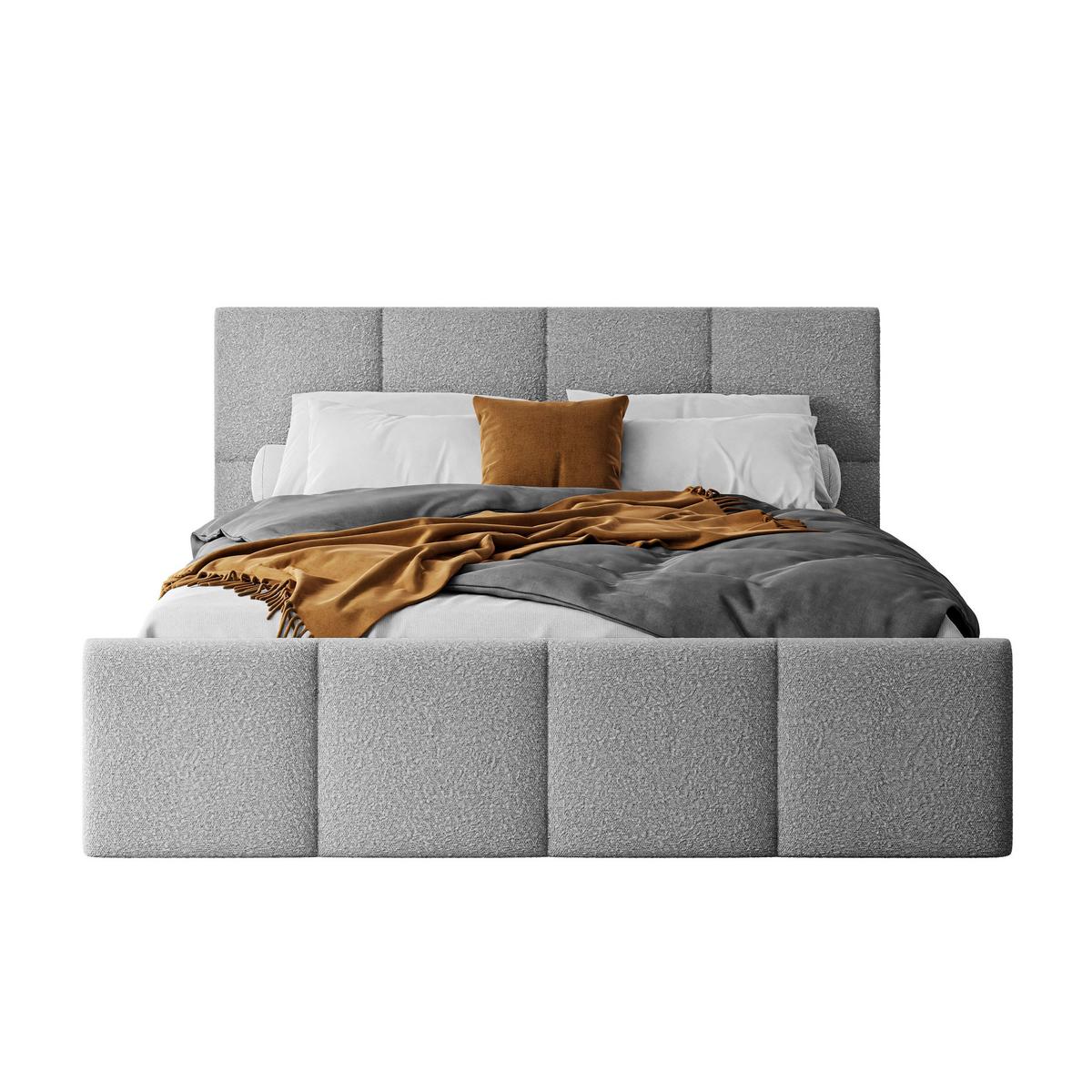 POLSTERBETT AVA 140x200 cm Ascot Toffe, 34 Holzlatten, Kopfteil 91 cm - Grau, Textil (140/200cm) - Lookway