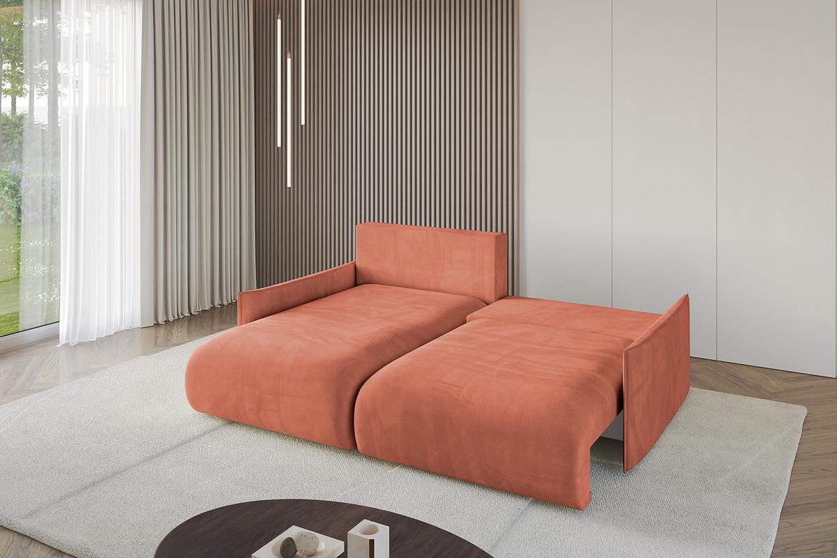 ECKSOFA Ottomane links ONESK-L -v1 216x177x72 Apricot Velours - Koralle, Holzwerkstoff/Kunststoff (216/177cm) - ALTDECOR