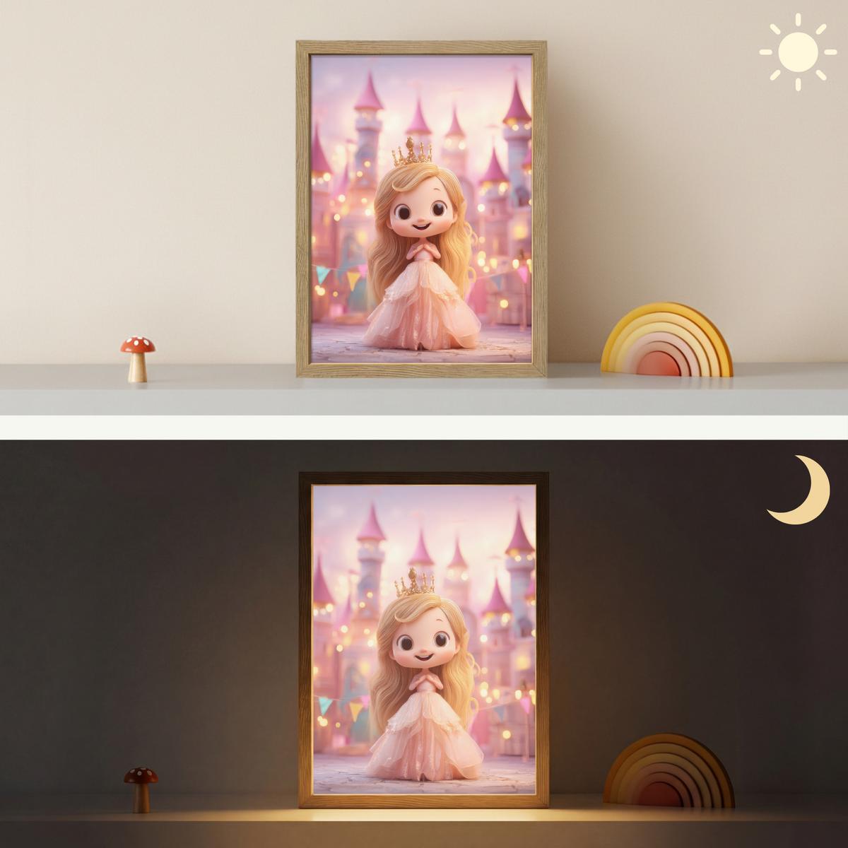 WANDLEUCHTE MIT AKKU Prinzessin - Rosa - Schloss 30x40 cm - Rosa, Holzwerkstoff (30/40/8cm) - OnlyWow