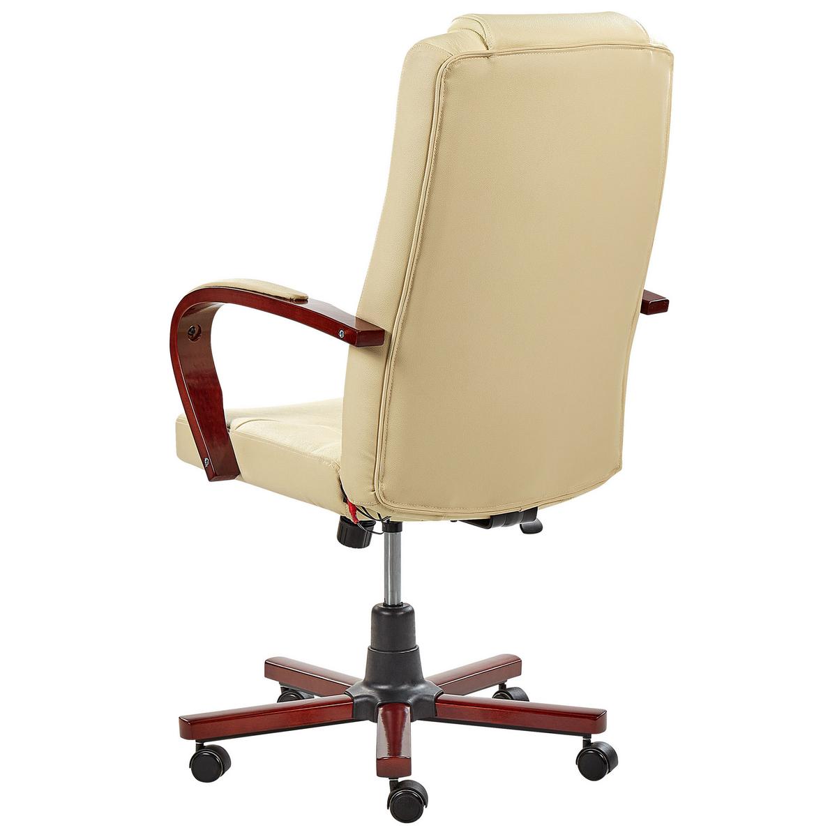 BÜROSTUHL Leder Beige Diamond - Beige, Holz/Fell (67/114/67cm) - Beliani