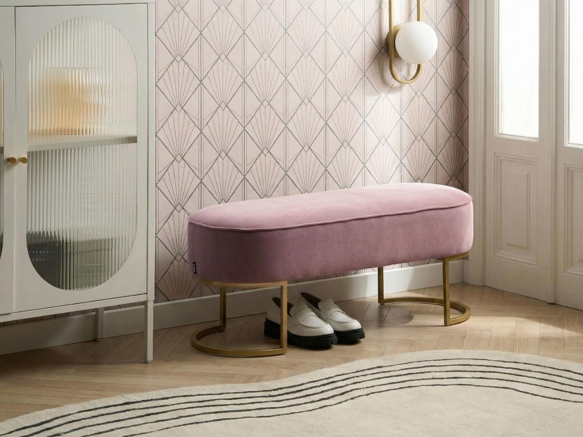 POLSTERBANK Samtstoff Rosa Milry - Pink, Textil (104/40/40cm) - Beliani
