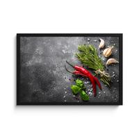 POSTER MIT RAHMENGERAHMTES BILD Pfeffer - Kräuter - Gewürze - Beton 60x40 cm - Dunkelgrau, Papier (60/40cm) - MuchoWow