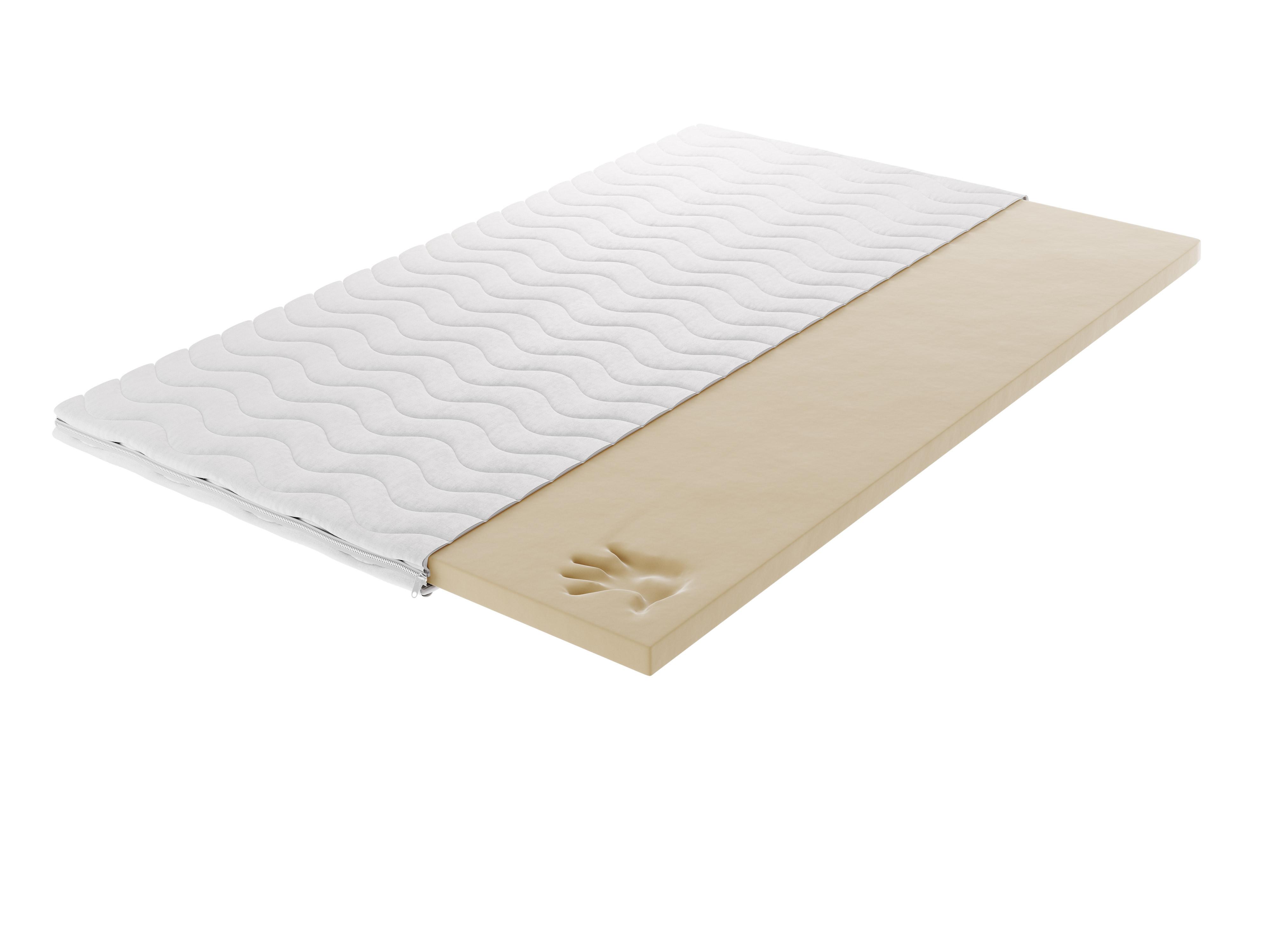 KALTSCHAUMMATRATZE TOPPER VELVION VISCO 180x200, H1, Höhe ca.: 5 cm - Weiß, Textil - MASSENO