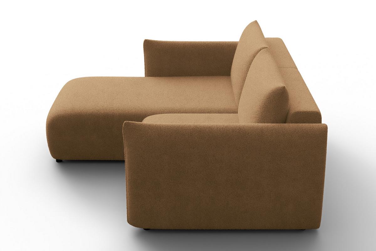 ECKSOFA TAUER 3-Sitzer LINKS, Bouclé-Stoff braun - Schwarz/Braun, Holz/Textil (173/206cm) - Courtois Laville