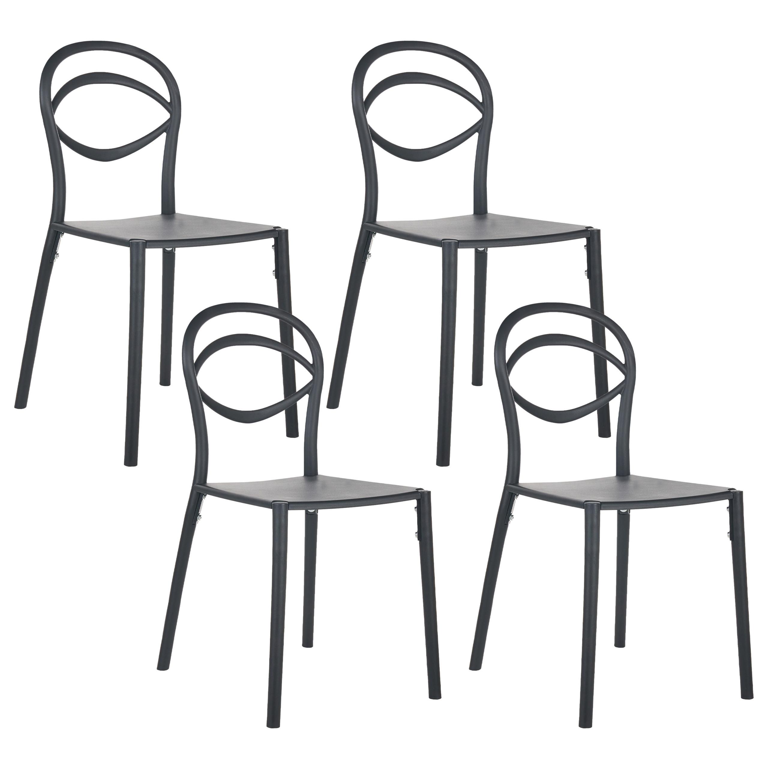 GARTENSTUHL 4er-Set Schwarz Covolo - Schwarz, Kunststoff (50/86/52cm) - Beliani