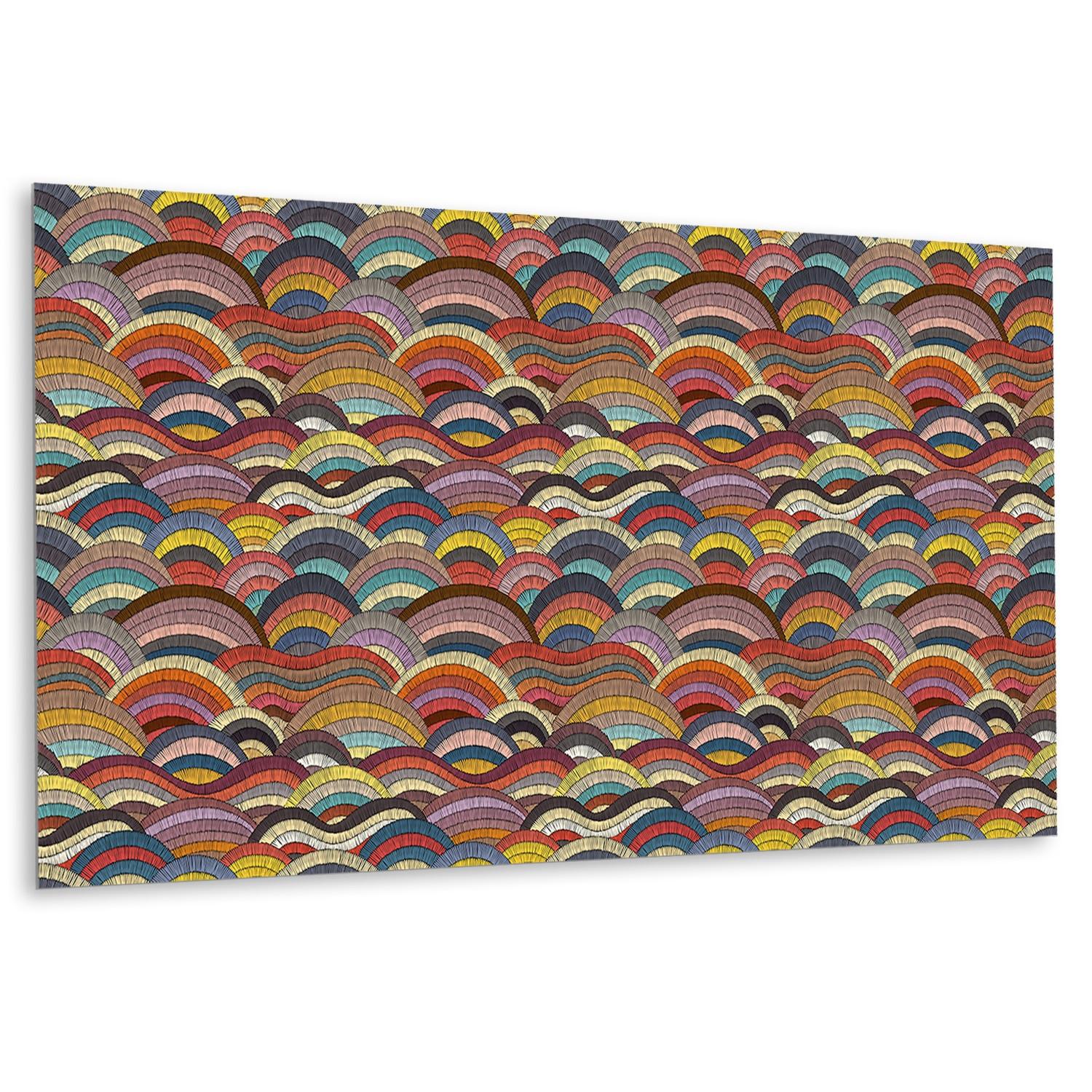 WANDPANEEL 100 x 50 cm Patchwork-Wellen - Multicolor/Dunkelrot, Textil (100/1.6/50cm) - TULUP