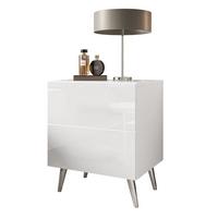 NACHTTISCH AURA LUX PUSH OPEN auf Beinen – Beinfarbe: Chrom - Weiß, Holzwerkstoff (45/55/38.5cm) - Lookway